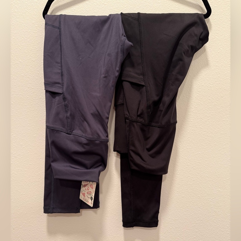 Latched Mama Leggings Duo in Charcoal Gray and Black